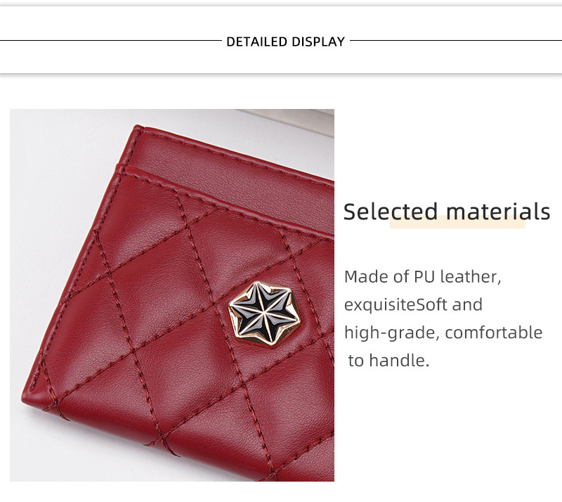 Porta carte Boiseen da donna nuovo versione coreana trapuntato ricamato sottile portamonete con anello di diamanti fibbia porta carte all'ingrosso_voghion.com