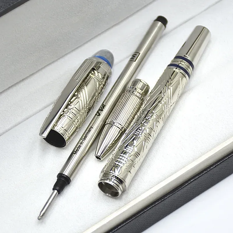 wholesale Wholesale Wholesale Luxury Monte Starwalk Blue Crystal Top Rollerball Pen Ballpoint Pen Metal Relief Barrel Office Writing Fountain Pens_voghion.com
