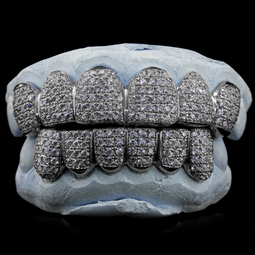 Sparkle Custom Made Hip Hopiced Out Sterling Sier Grills Gold Jewelry Zigzag Setting Vvs Moissanite Teeth Mouth Grillz_voghion.com