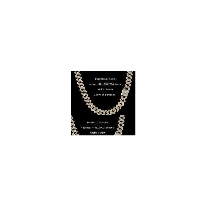 Colliers pendentifs Stock Iced Out Vvs Moissanite Bracelet cubain Sier Bg Dia k Chaîne Hip Hop Hommes Bijoux Collier Drop D_voghion.com
