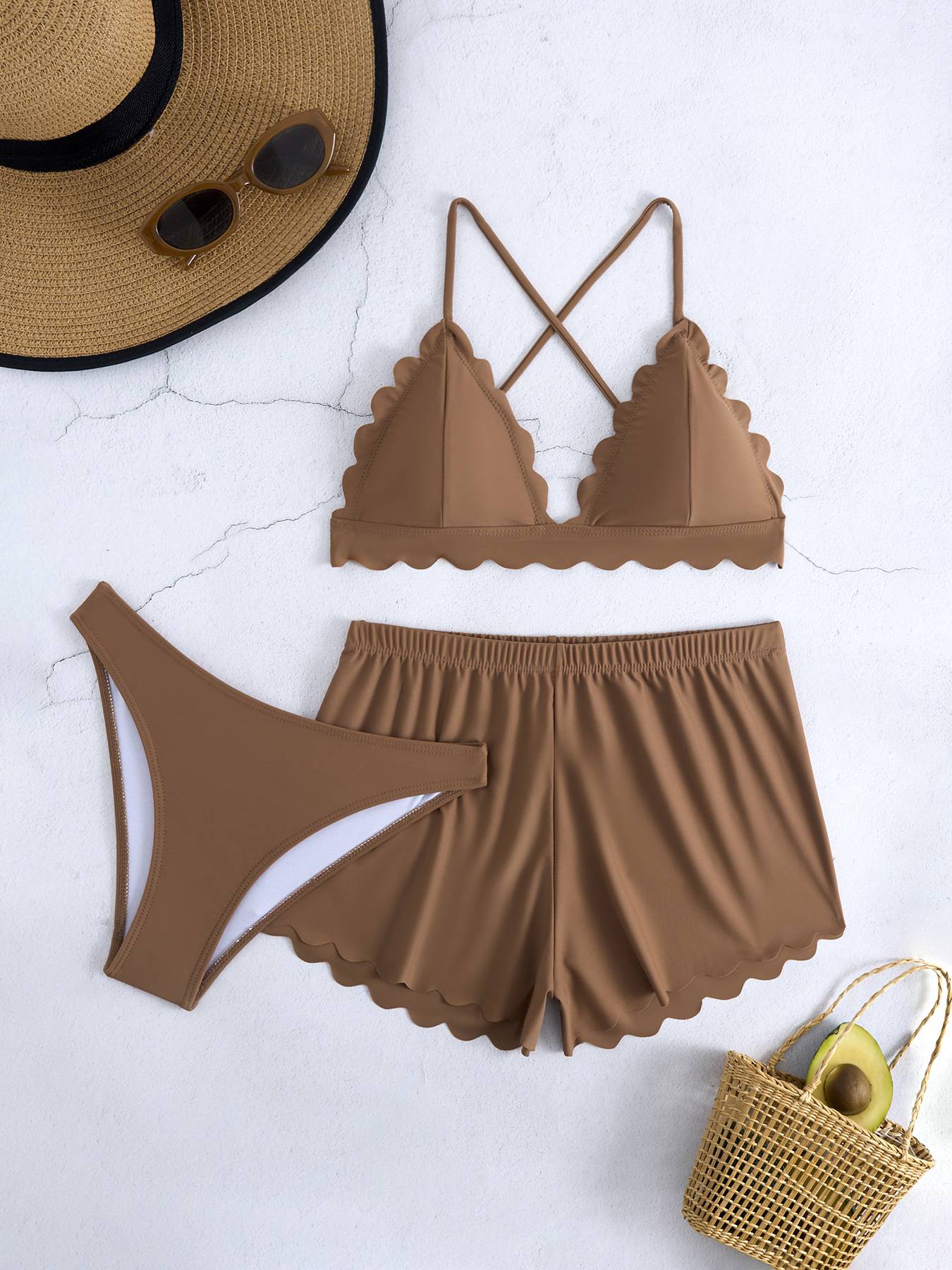 Women’s Clothing New Three Piece Swimsuit Tether Sexy Beach Split Bikini Swimsuit