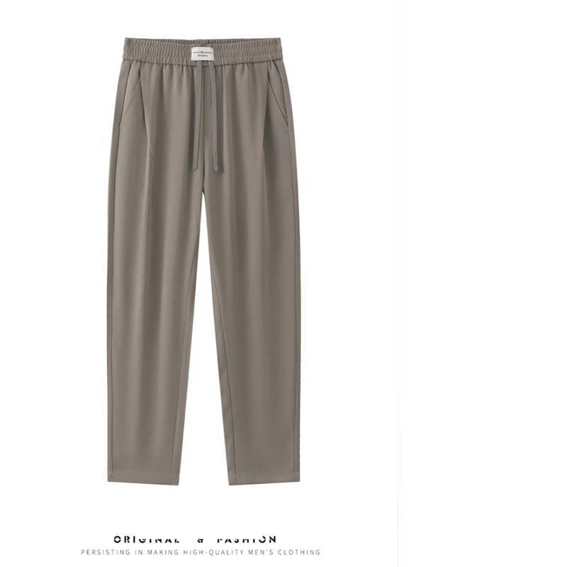 Pantalones chinos drapeados para hombre: pantalones de verano transpirables con corte holgado y silueta entallada unisex para un estilo informal elegante y de oficina._voghion.com