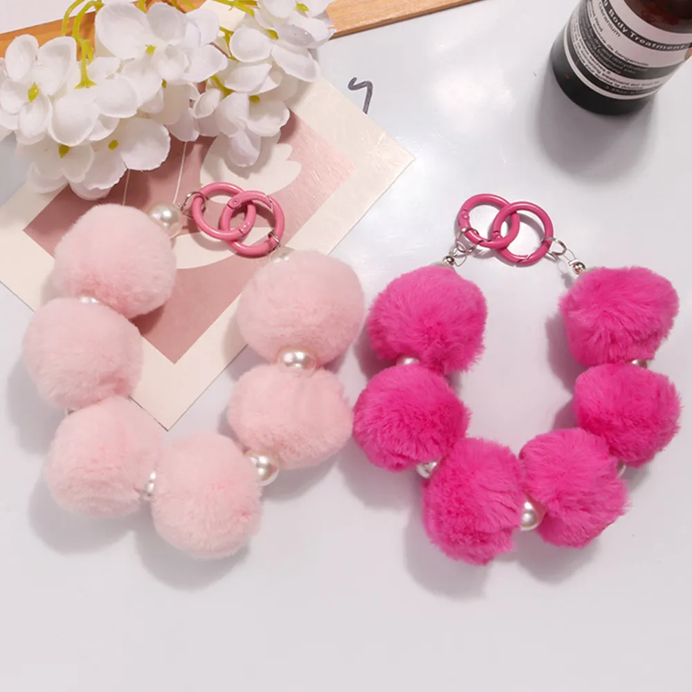 Nouvelle chaîne de suspension colorée pour téléphone portable, bracelet décoratif en perles, poignée en peluche pour sac à main, accessoires pour sac féminin_voghion.com