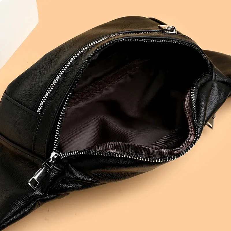 VC Paprasta Juoda Vyriška Natūralios Odos Juosmens Kuprinė Lengva Sportinė Juosmens Kuprinė Vyrams Diržo Maišelis Telefonui Krūtinės Krepšiai Vyrams Mažas_voghion.com