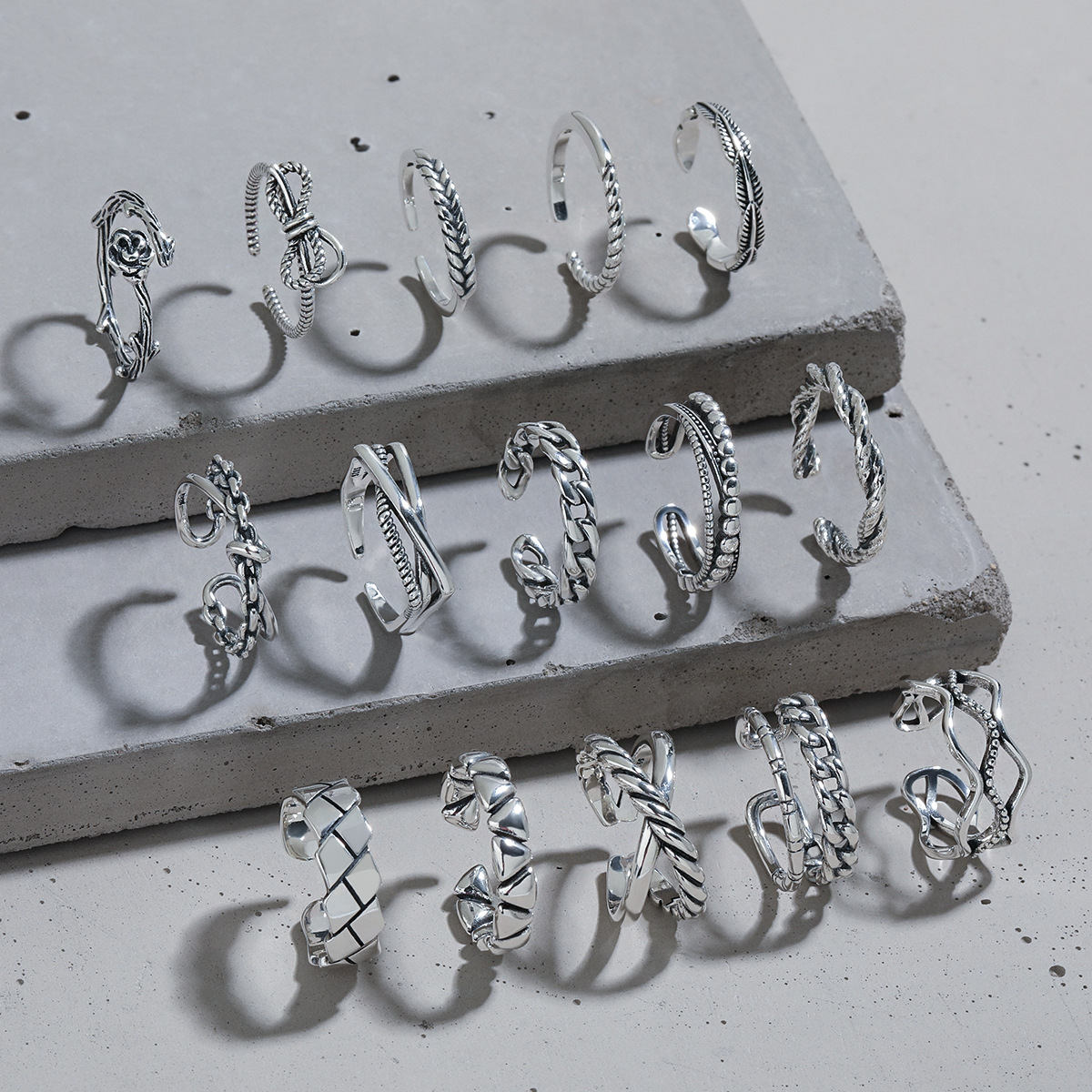 Bolu Jewelry Anello in argento puro serie S vecchia, design piccolo e versatile, anello per finger food aperto personalizzato_voghion.com
