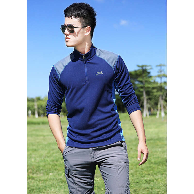 Outdoor Men's Long Sleeved T-shirt Color Blocked, Sweat Absorbing, Breathable Plus Size Sports Travel Hiking Quick_voghion.com