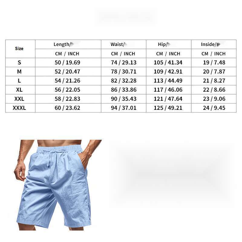 Pantaloncini in lino da uomo leggeri per mare stile casual_voghion.com