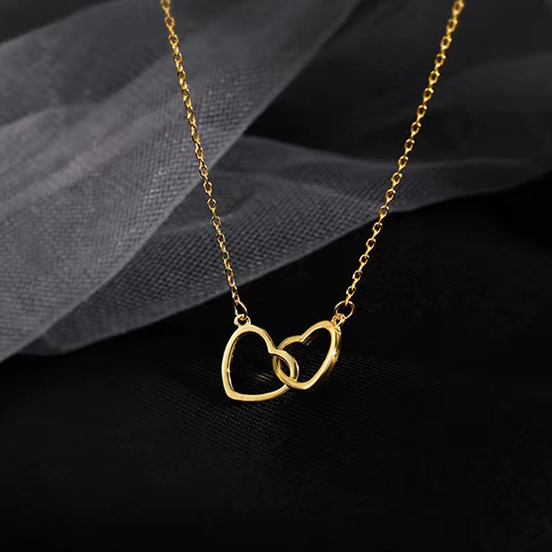 Interlocking Heart Necklace Layered Dual Tone Gold And Silver_voghion.com