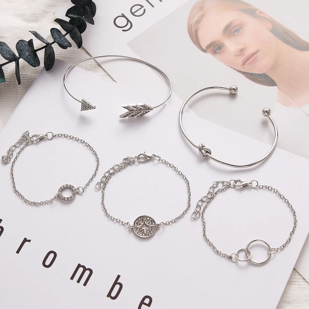 Multilayer Bracelet Set Bohemian Style Crystal Compass Jewelry_voghion.com