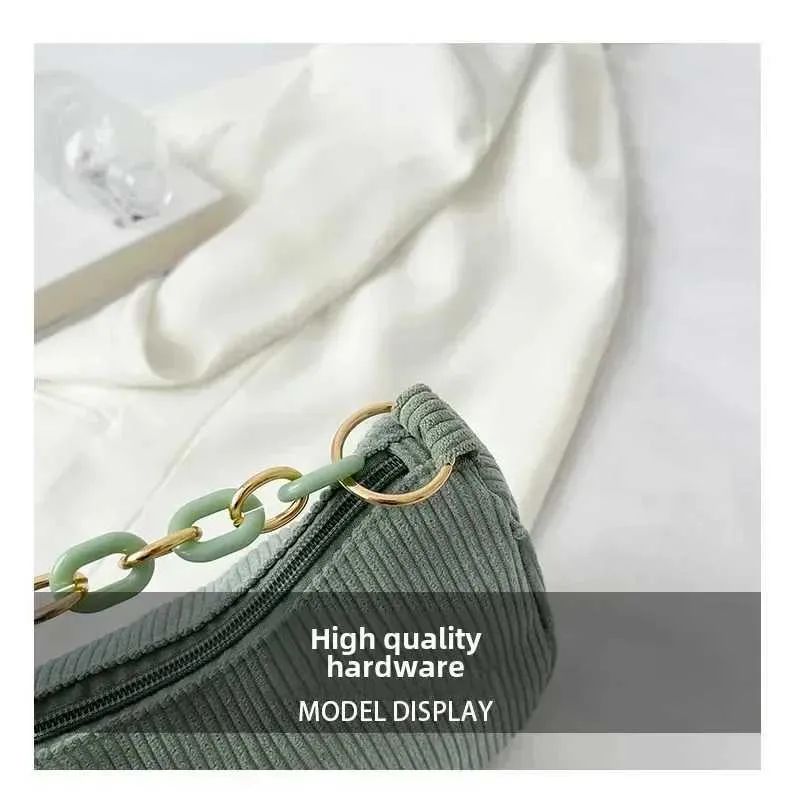 1 Stück Fi Retro Cord Unterarm lässige Umhängetasche einfarbig Reißverschluss Damen Handtasche Cluh Y241025_voghion.com