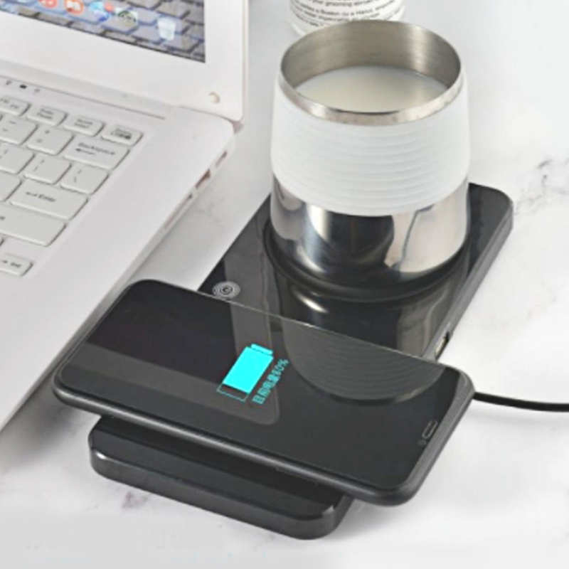 Kávéscsésze melegítő intelligens állandó elektromos bögre melegítőpárna tea víz tej fűtött poháralátét vezeték nélküli töltési funkcióval_voghion.com
