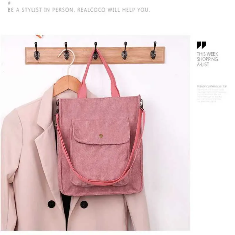 Corduroy Shopper Tasche Für Damen Designer Schultertasche Studentin_voghion.com