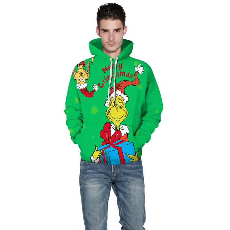Women's Clothing Grinch digital printing couple wear trendy loose casual hooded sweatshirt_voghion.com
