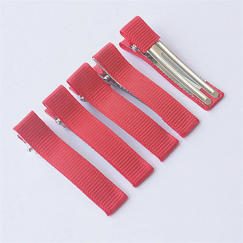 300pcs 5cm Grosgrain Ribbon Lined Alligator Hairpins for Princess Girls Ponytail Clips Children Metal Hair Barrettes_voghion.com