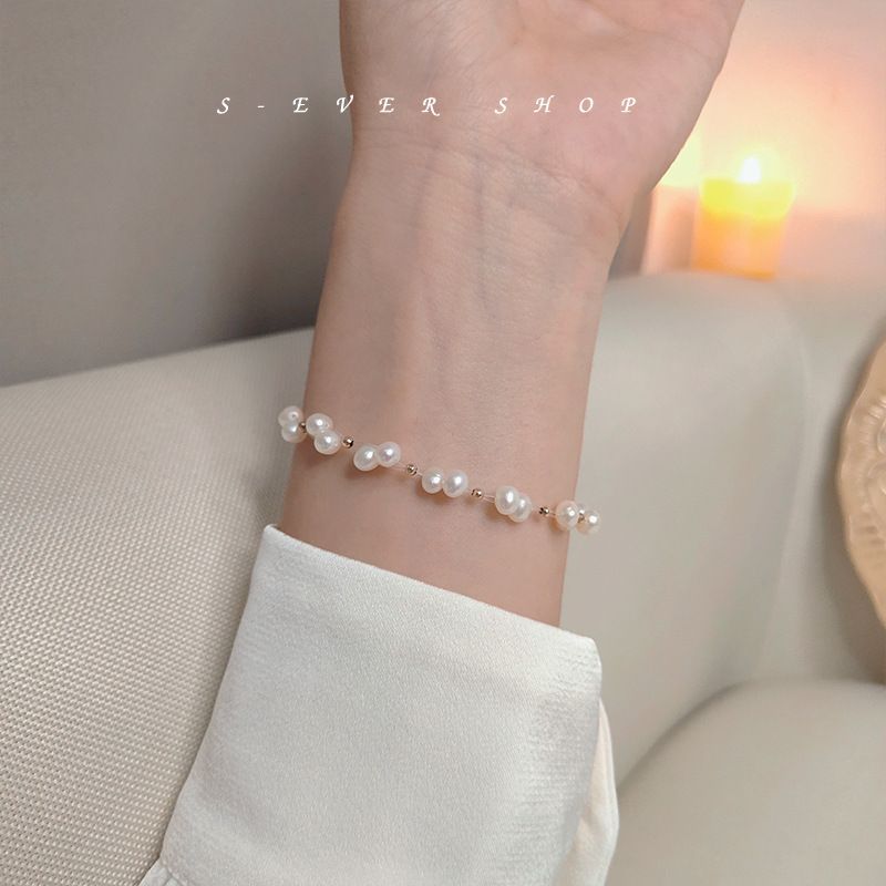 Natural Freshwater With Niche Design, Color Preserving Electroplated Bracelet, Hand Woven Fancy Pearl Bracelet_voghion.com