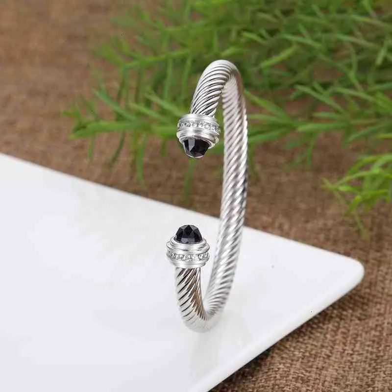 Twisted Cable Cuff Bracelet For Women Silver Designer Bangle_voghion.com