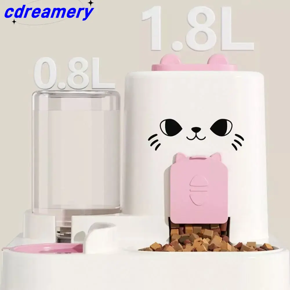 2-in-1 Cartoon Automatischer Futter- und Wasserspender für Haustiere, auslaufsicherer ABS-Kunststoff, Futternapf mit großem Fassungsvermögen für Hunde und Katzen_voghion.com