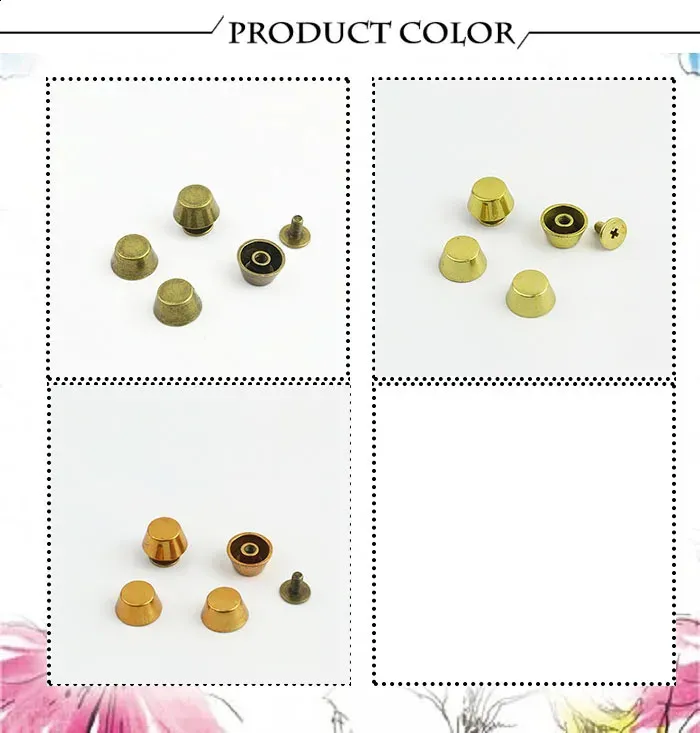 20 set di borse in pelle di alta qualità in metallo color oro rosa con fondo protettivo per piedini, chiodi, cintura, bottone a vite_voghion.com