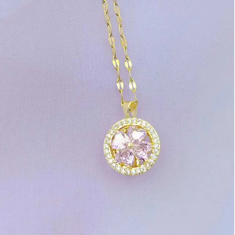 Halsketten Mode Charme Grüne Halskette Klassische Vintage Rosa Blume Klee Herz Schlüsselbein Kette Anhänger Geschenk_voghion.com