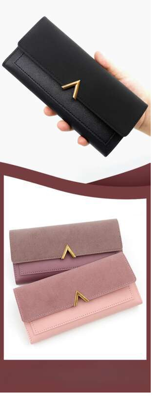 New Fashion Simple Ladies PU Wallet Multi Slot Card Handbag_voghion.com
