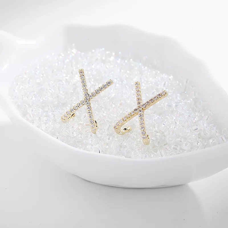 Gemstone Stud Earrings X-letter Design Elegant Jewellery For Women_voghion.com