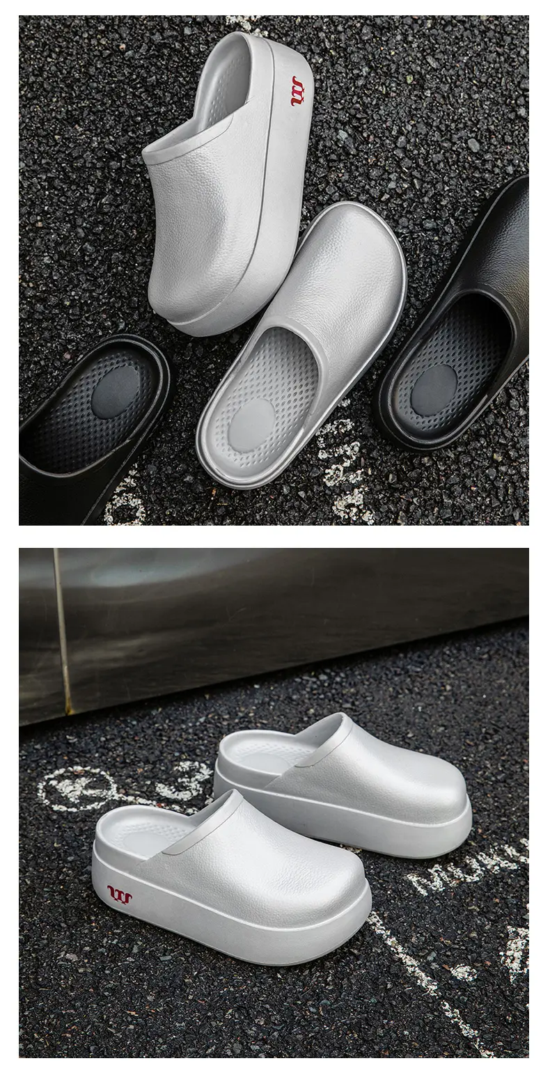 Dünne, silberne Pendlerschuhe mit mittelhohem Absatz, dicker Sohle, Taschenverschluss und Zehenkappe_voghion.com