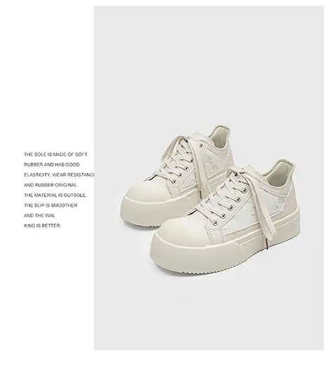 Weiße Freizeitschuhe Für Herren Mit Dicker Sohle Und Canvas-design_voghion.com