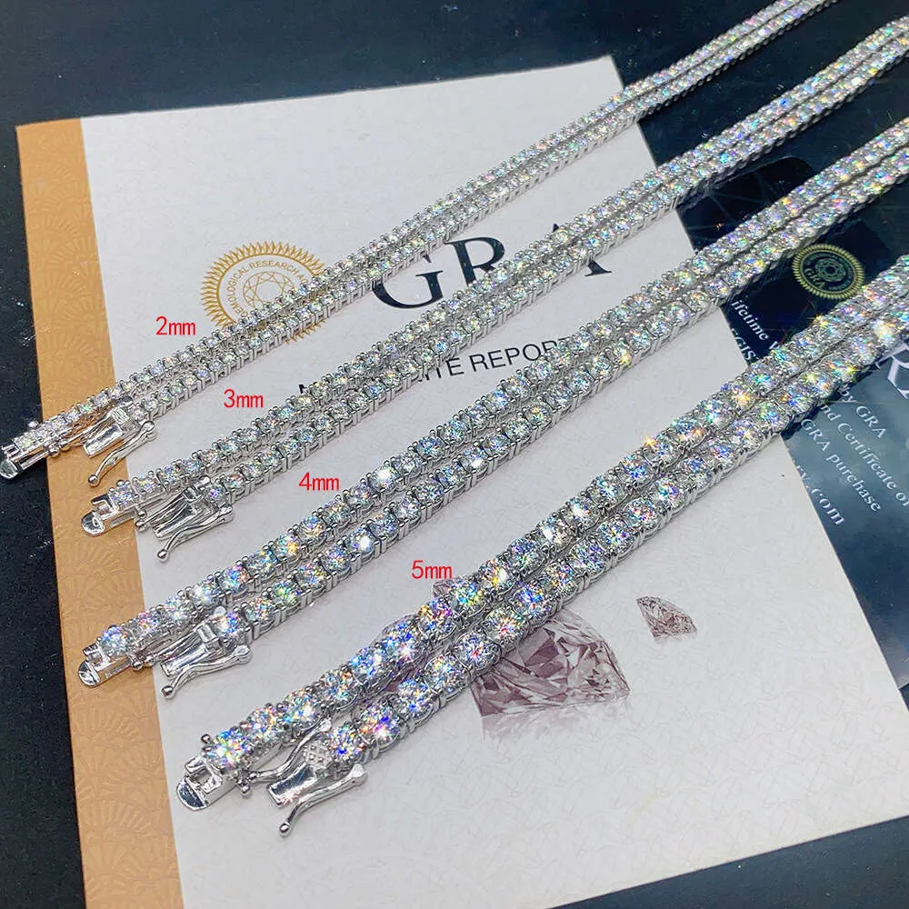 Bracciale da uomo VVS in moissanite all'ingrosso, collana in argento sterling con catena da tennis_voghion.com