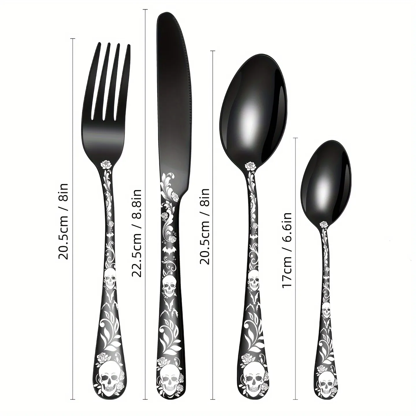 Gotische bestekset - Skelet/Vleermuis｜24-delig｜Steakmessen_voghion.com