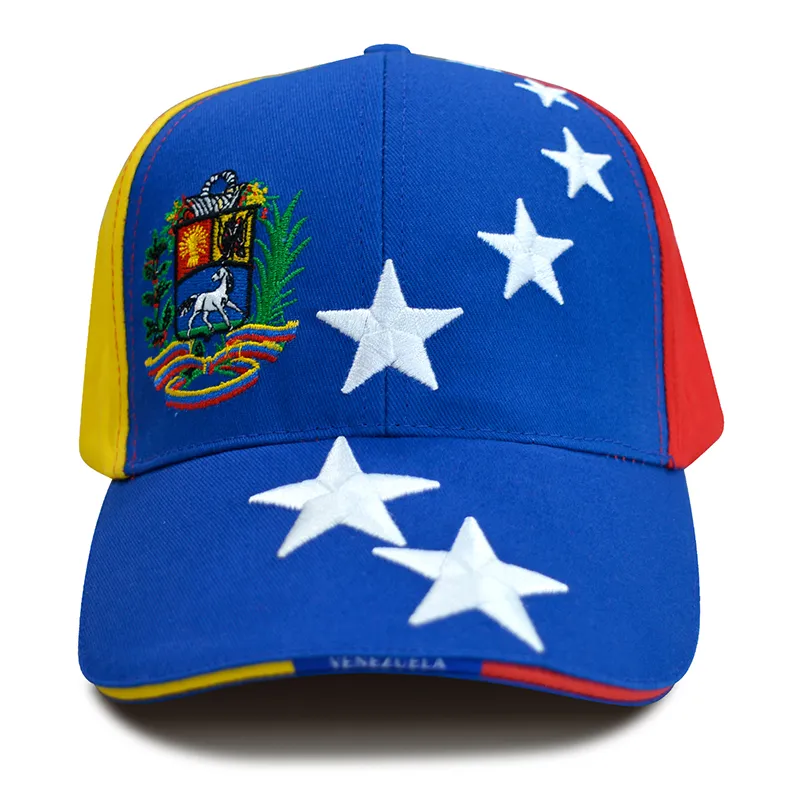 Høj kvalitet kasketter Gorras bomuld twill baseball broderi 7 stjerner Venezuela sportskasket kvinder mænd hatte_voghion.com