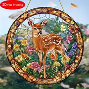 8" Sika Deer Suncatcher - 2D Acrylic Stained Decor. Perfect For Window/living Room/spiritual Spaces. Ideal Nature-themed Gift For Birthdays._voghion.com