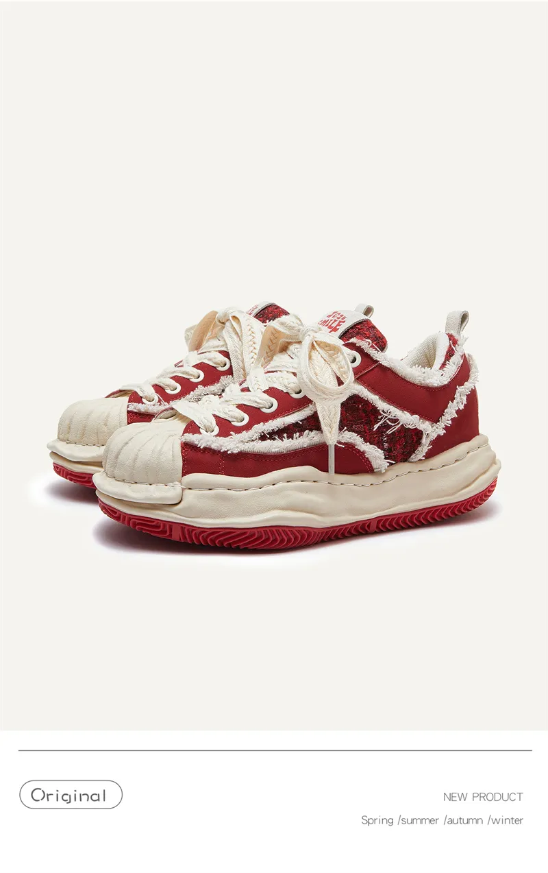 Modische Running Schuhe Für Damen Und Herren Mit Dicker Sohle Rot_voghion.com