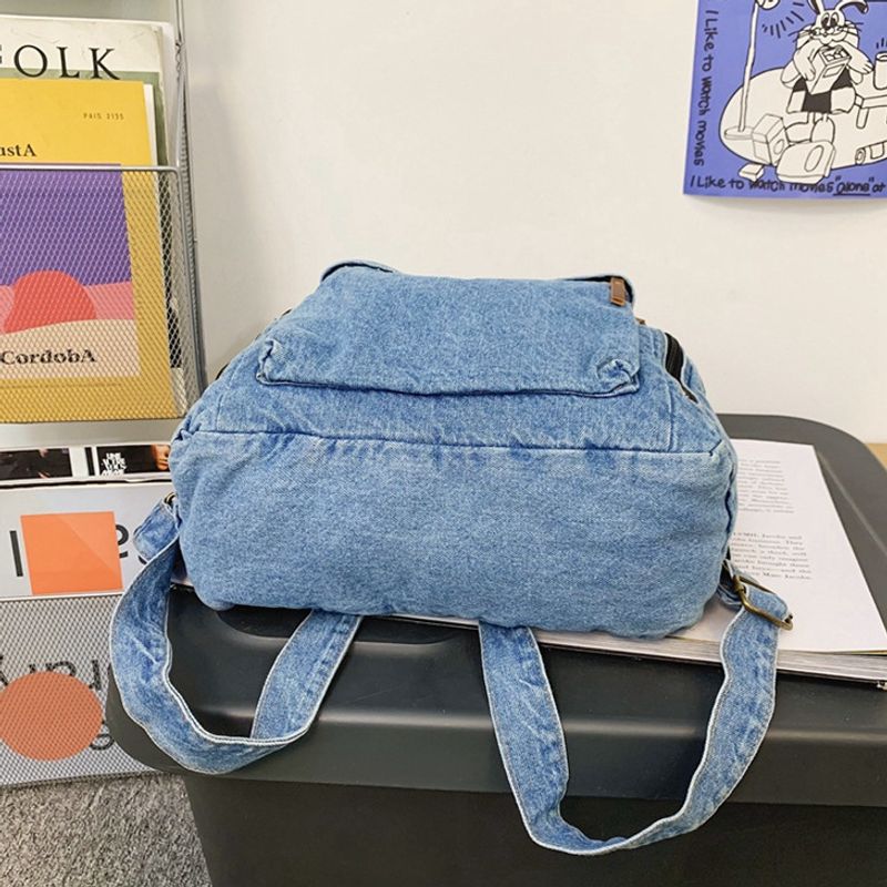 Vintage denimväska, Preppy College skoldagsresor pendlarryggsäck och laptopväska, unisexväska för vardagsbruk_voghion.com