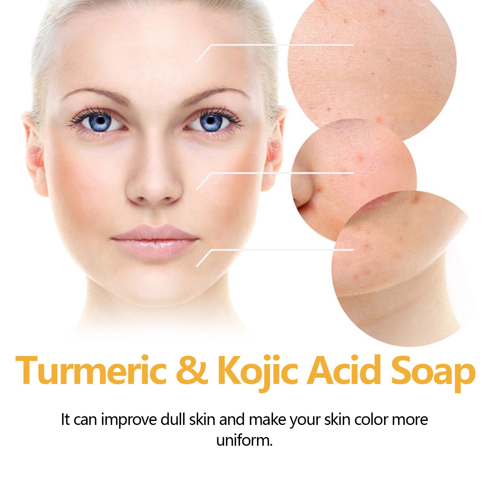 EELHOE Turmeric & Kojic Acid Soap, Gently Clean Face Fade Spots Brighten Skin Tone Moisturize And Moisturize Even Skin Tone_voghion.com
