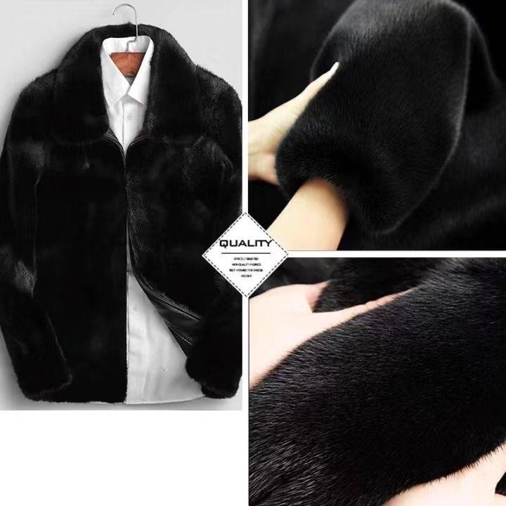 Cappotto in pelliccia di visone di alta qualità da uomo - Giacca in montone con cappuccio spesso per inverni estremi e attività all'aperto di lusso (opzioni con collo alto/cappuccio/revers)_voghion.com