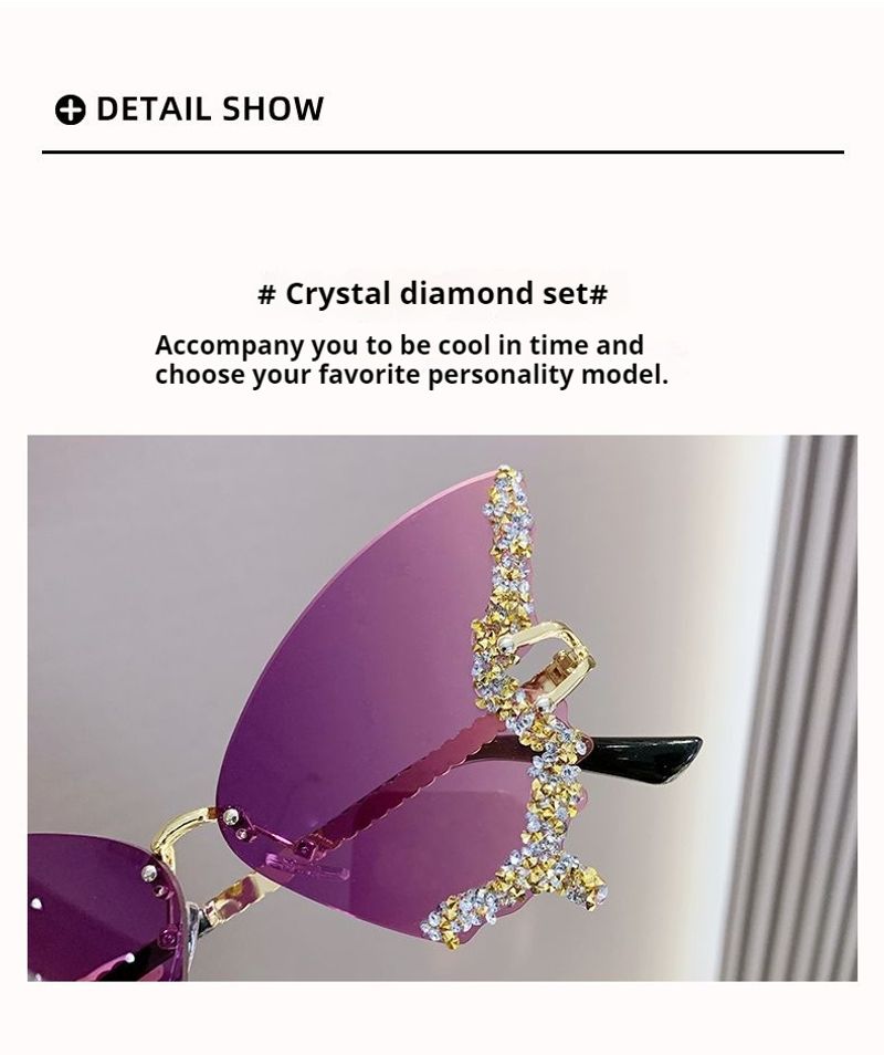 2024 Internet celebrity frame with diamond inlaid butterfly glasses for women's high-end sunglasses, UV resistant_voghion.com