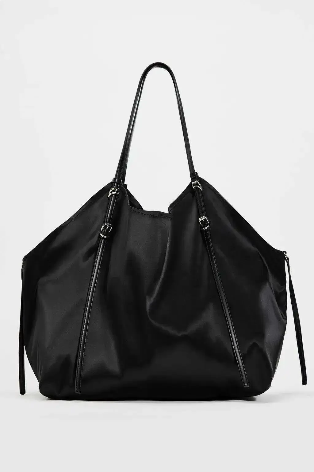 Oversize Satin Tote Bags For Soft Silk Shoulder Black Handbags Large Shopper Purses 2024 Women Bag 240902_voghion.com