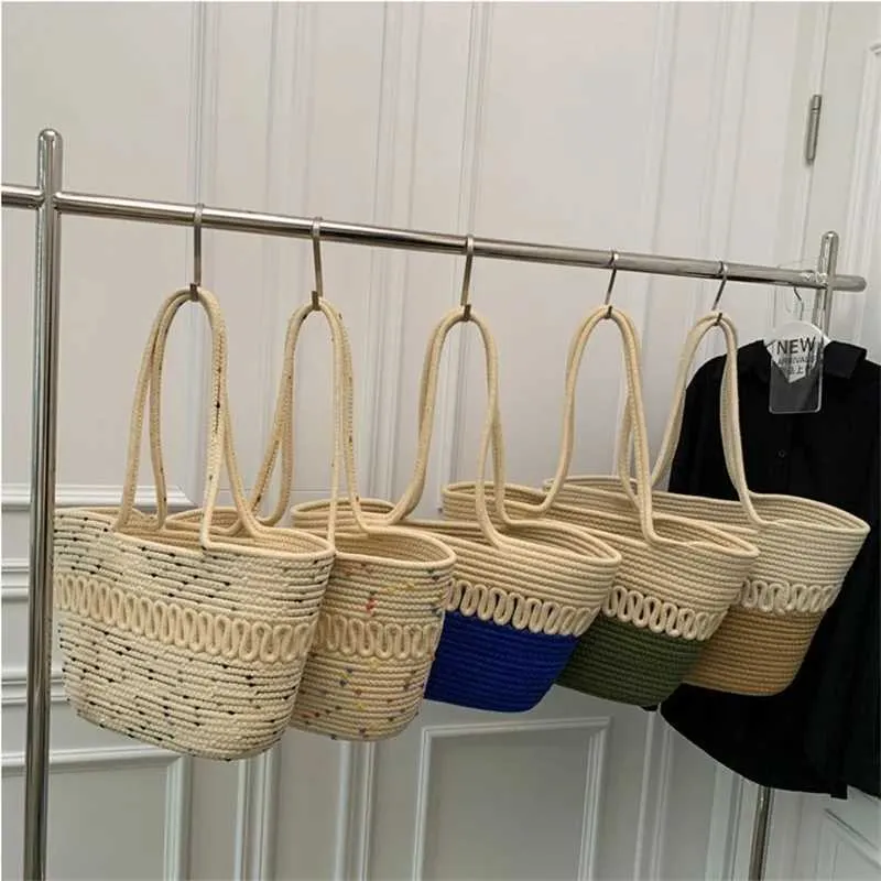Nuove borse estive da donna in maglia a tracolla, grande capacità, in cotone cavo, casual, da spiaggia, per le vacanze, ecologiche, riutilizzabili_voghion.com