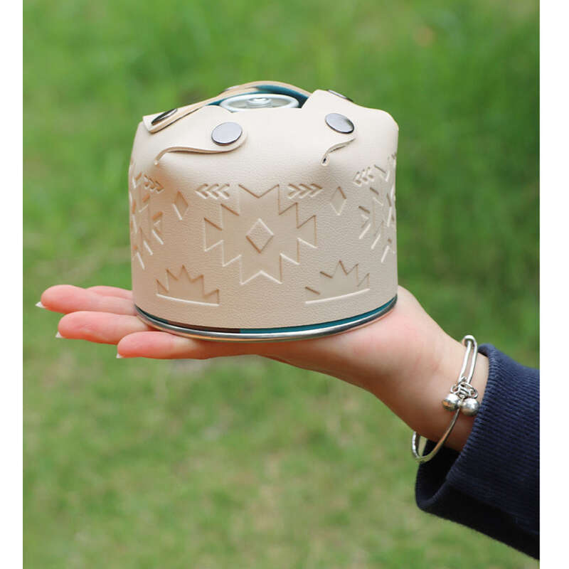 Outdoor Flat Mountain Gas Tank Camping Debris Storage Box Totem Leather Protective Sleeve_voghion.com