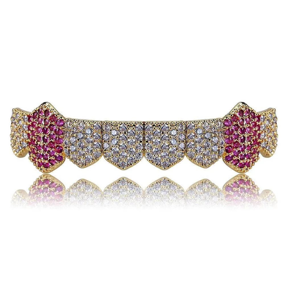 Goldzahnspangen Punk Hip Hop Mticolor Dia Benutzerdefinierte Bottom Grillz Dental Mund Fang Grills Zahnkappe VA DHGPQ_voghion.com