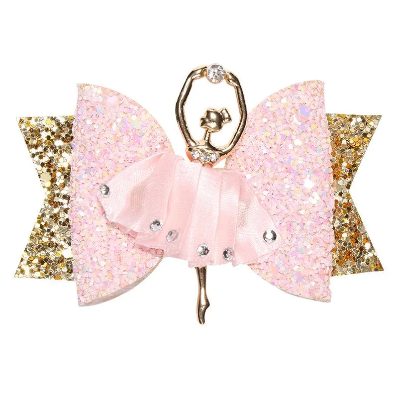 10pcs/Lot Adorable Ballet Girl Glitter Bows For Kids Sequins Clips Sparkly Party Hairgrips Fashion Hair Accessories_voghion.com