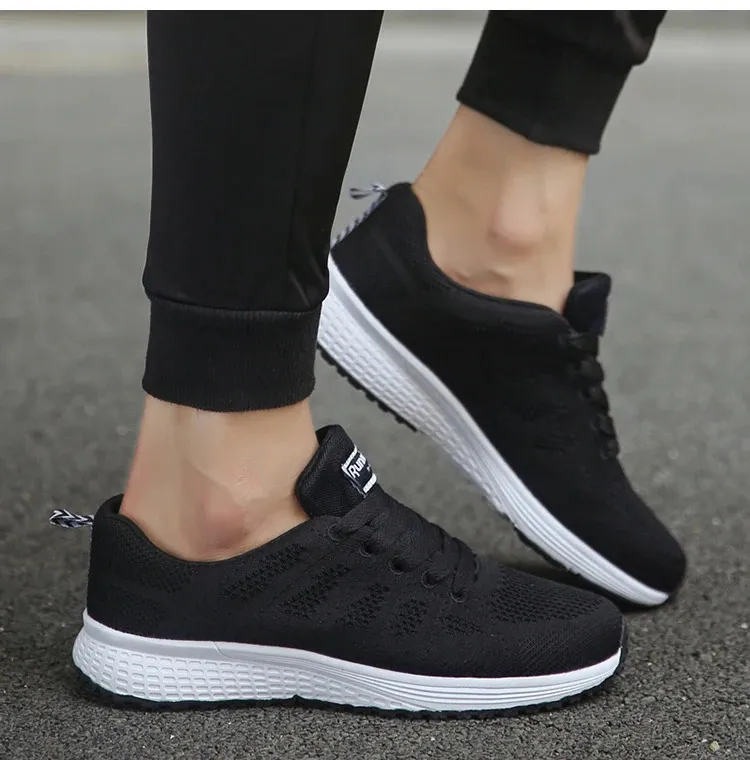 Chaussures plates légères à lacets, style infirmière, bout rond, pour femmes, grandes tailles 241213_voghion.com