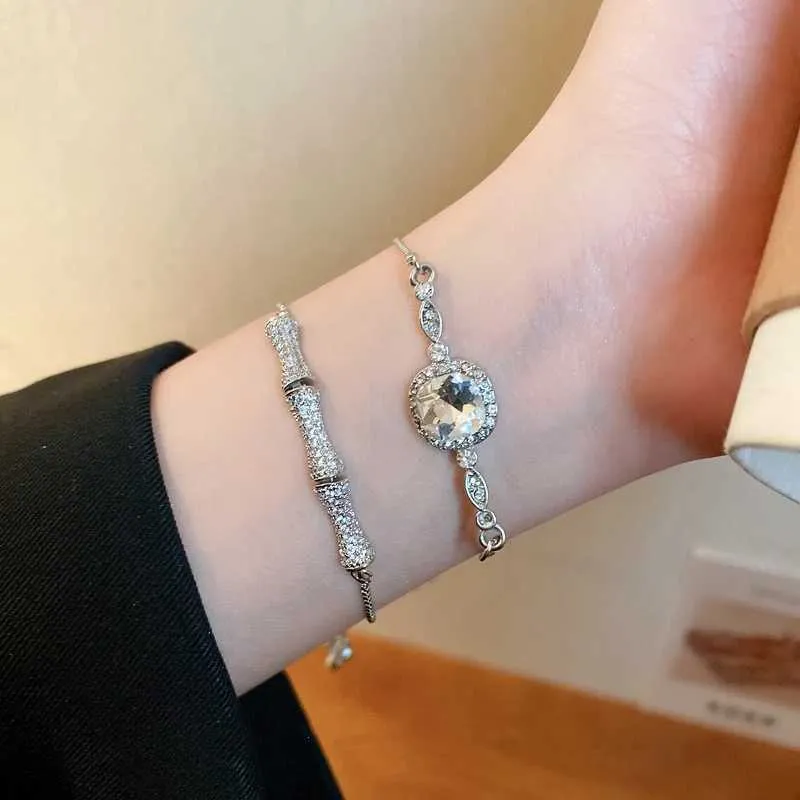 Rhinestone Crystal Bracelet Bamboo Joint Bangle For Wedding Jewelry_voghion.com