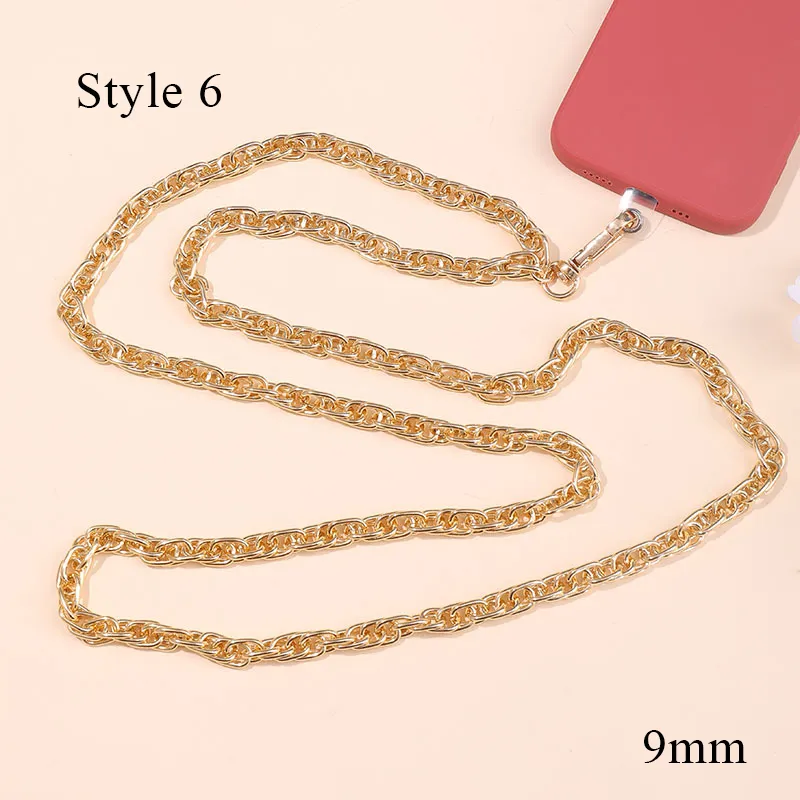 Custodia per cellulare in metallo con cordino anti-smarrimento, fibbia a moschettone, tracolla in oro da 125 cm, catena a tracolla_voghion.com