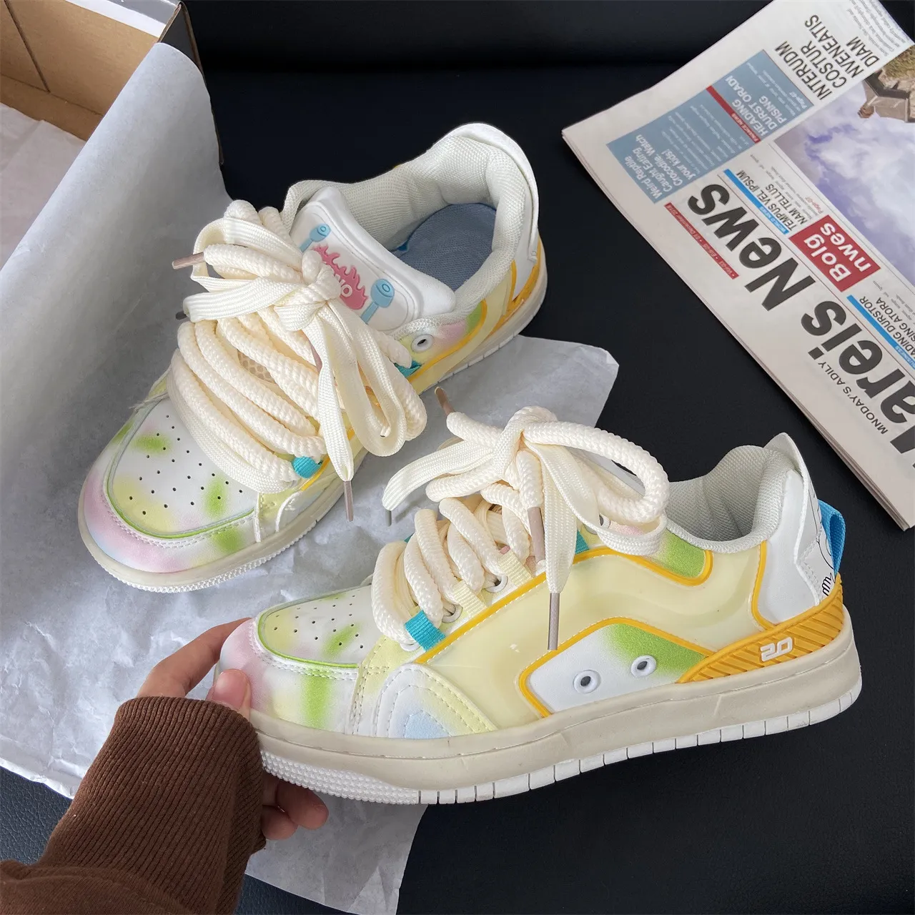 Versatile Flat Bottomed Casual Mandarin Duck Color Matching Sports Shoes With Mesh For Comfortable Breathable Fashion_voghion.com
