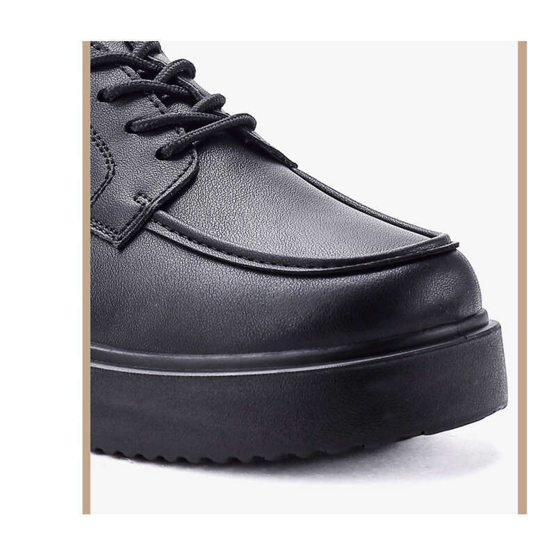 Sponge Cake Dicke, weiche Sohle, leichte schwarze kleine Lederschuhe, Arbeitsschuhe für Damen_voghion.com