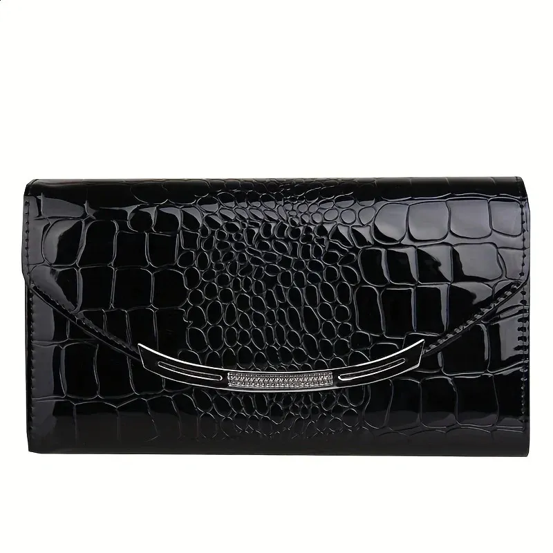 Patent leather womens Large capacity chain clutch Single shoulder straddle bag 240924_voghion.com