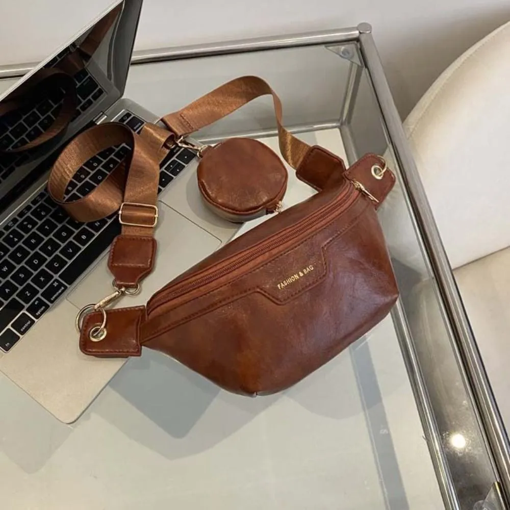 Marsupio da corsa di grande capacità, stile coreano, con portamonete e tracolla a mezzaluna, in PU, di design, per studenti_voghion.com