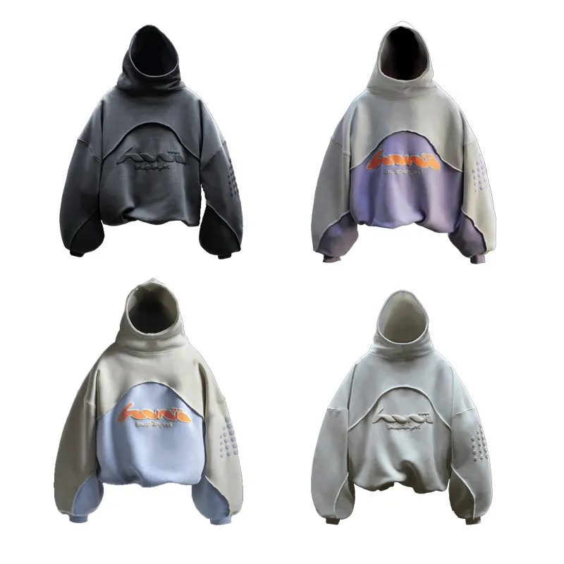 Felpe con cappuccio da uomo, larghe, alla moda, con motivo in schiuma, abbigliamento casual, oversize, gotiche, retrò, da donna, passamontagna_voghion.com