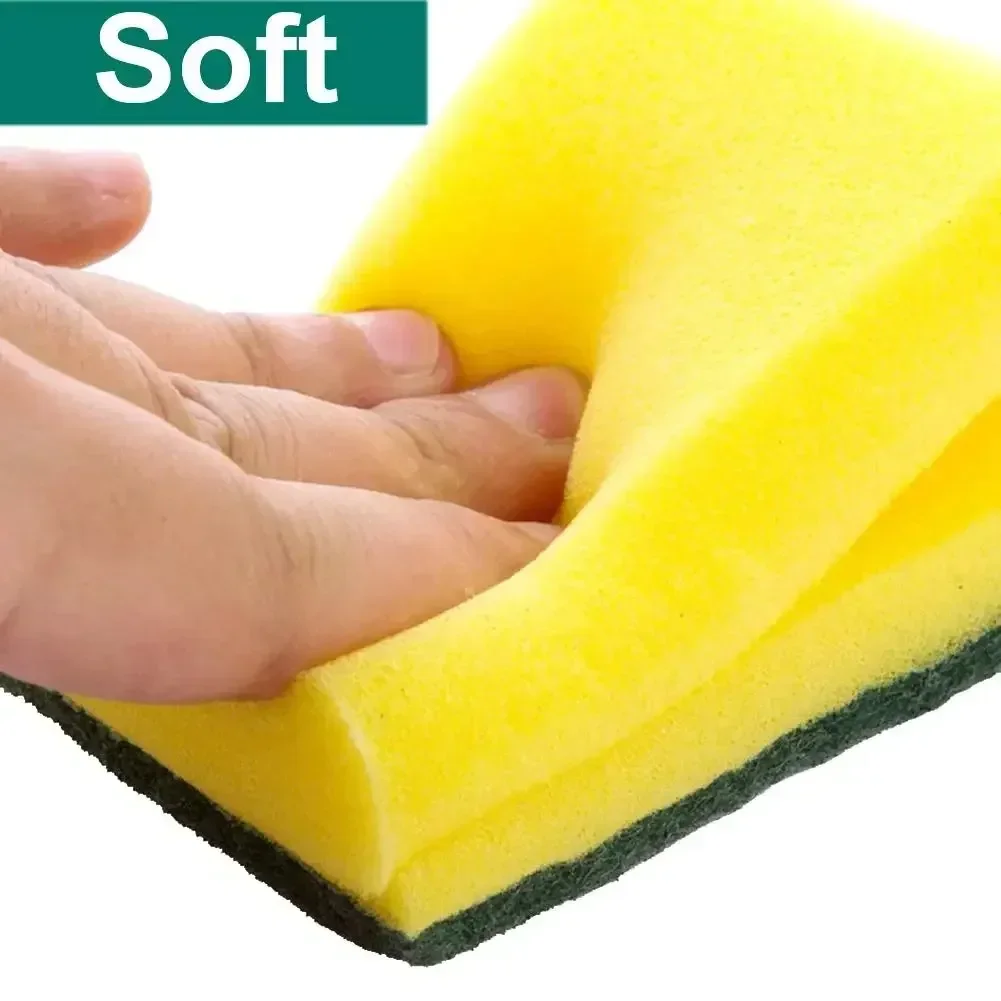 50/2Pcs Kitchen Dishwashing Soft Absorbent Clean Rub Pot Rust Scouring Pad Removing Kits Household Cleaning Brush Sponge_voghion.com